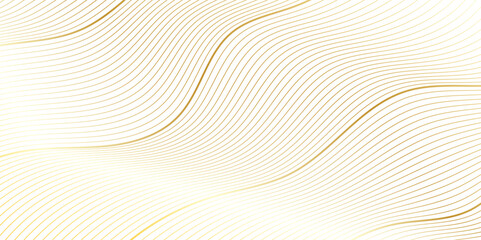 Abstract golden linear background with flowing particles. Digital future technology concept. Abstract gold paper wave background and abstract gradient and gold wave curve lines.	