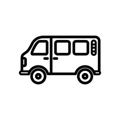 Van line icon. Transportation icon. Vehicle icon isolated on white background. Transparent background, minimalist symbol. Vector images