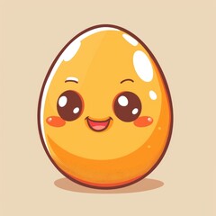 Fototapeta premium Cute chibi egg. Cartoon happy drawn characters