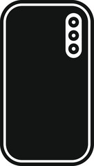 Minimalist smartphone back cover icon in simple black and white design with camera lenses and vector illustration for modern tech and communication technology