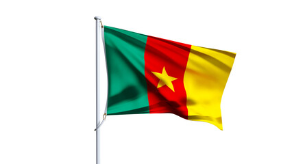 Waving flag of cameroon isolated on transparent background.