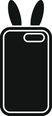 Black silhouette of a smartphone case featuring cute bunny ears design