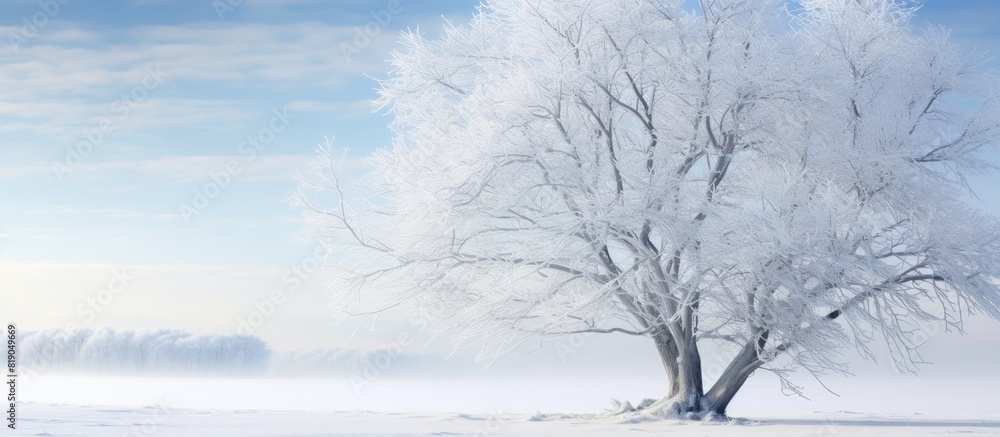 Aufkleber frost on the branches extraordinary beauty white space purity of snow trees covered with thick frost