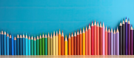 Obraz premium Colored pencils with graph plotting paper for background. copy space available