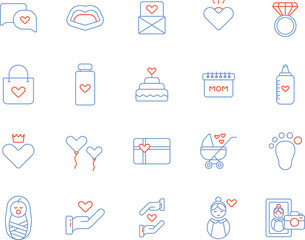 Icon Line dual tone theme Mother's Day Is Full Of Love And Hope