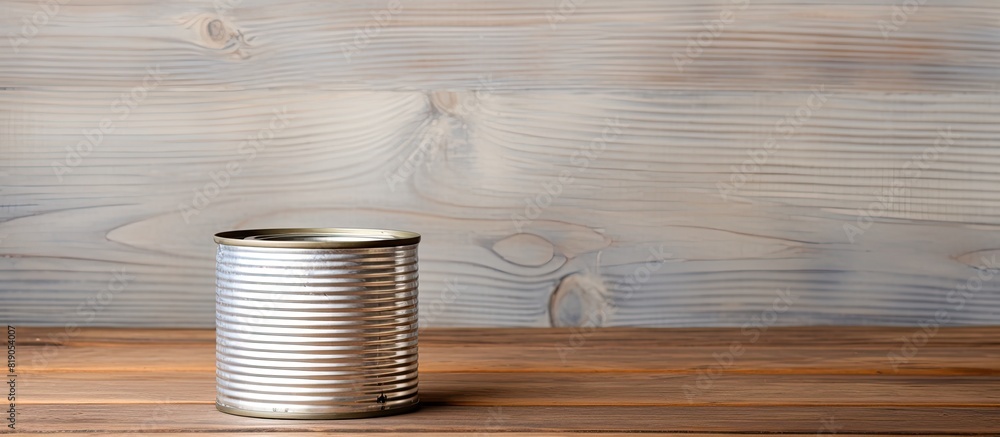 Poster a tin can of boiled condensed milk placed on a wooden background offering ample copy space for image