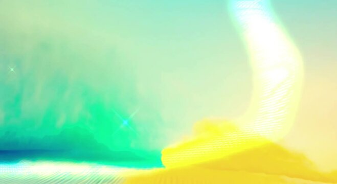white green blue orange yellow , grainy noise