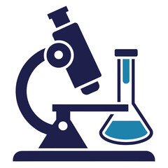 Laboratory icon, lab and science, microscope with flask vector icon, vector