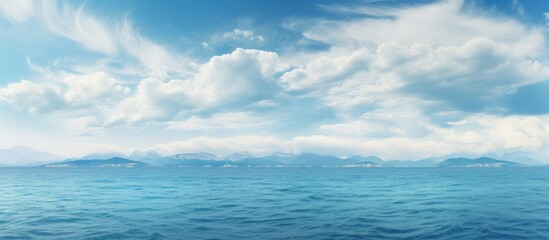 Obraz premium Cloudy seascape over the Aegean sea. copy space available