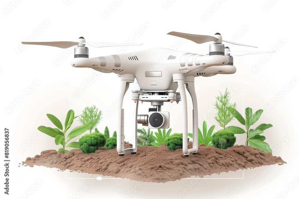 Poster optimized isometric drone innovations in agriculture for cultivation technology using drone view app