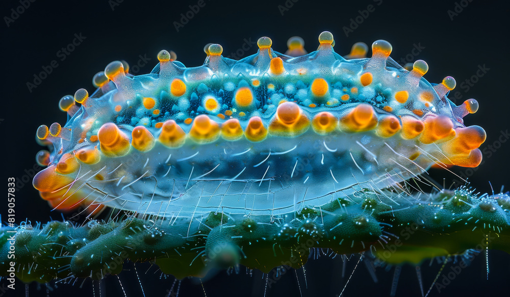 Poster microscopic view of virus. a photorealistic view of the microbe