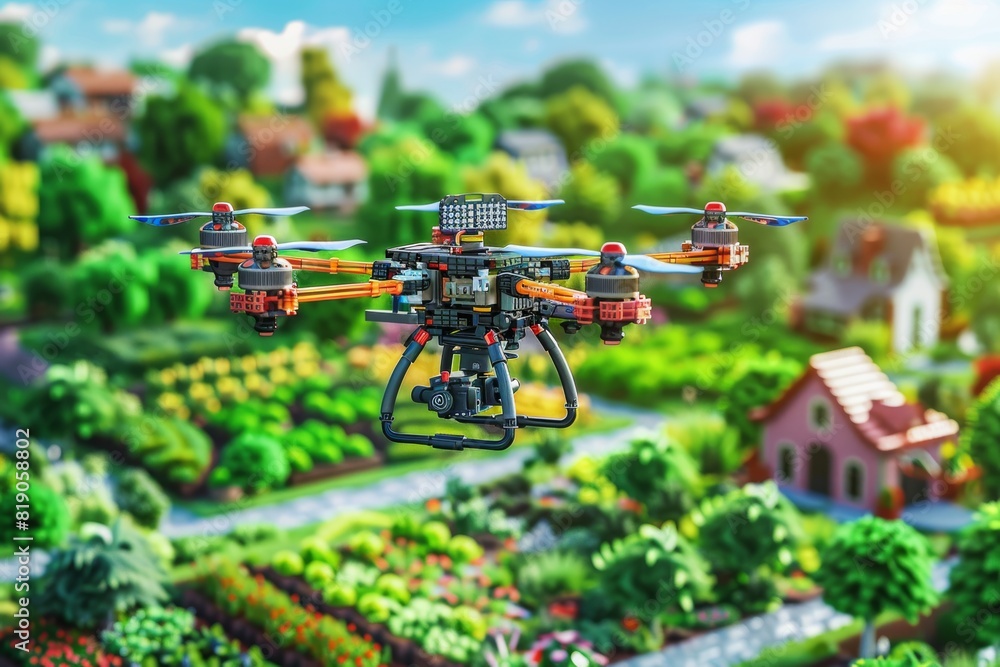 Aufkleber structured modern agriculture using precision farming with advanced drone technology for agricultura