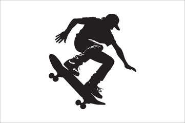 Fototapeta premium Skateboarders Silhouette Vector Illustration, skateboarders silhouettes Vector collection.