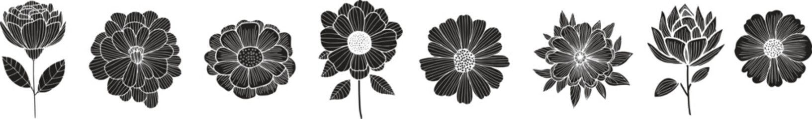 Flowers vector icons. Flower icon. Flowers isolated on transparent background. Flowers in modern simple flat style. Eps10