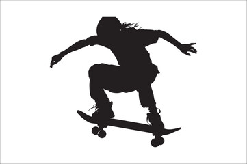 Skateboarders Silhouette Vector Illustration, skateboarders silhouettes Vector collection.