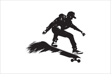 Skateboarders Silhouette Vector Illustration, skateboarders silhouettes Vector collection.