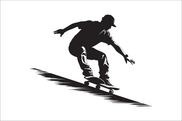 Skateboarders Silhouette Vector Illustration, skateboarders silhouettes Vector collection.
