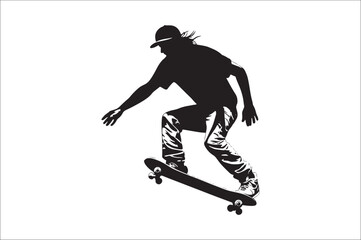 Obraz premium Skateboarders Silhouette Vector Illustration, skateboarders silhouettes Vector collection.