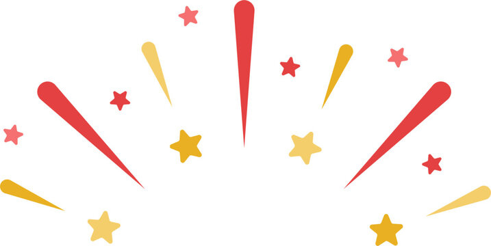Red and yellow gold ribbon shine star splash flat excited surprise element sign
