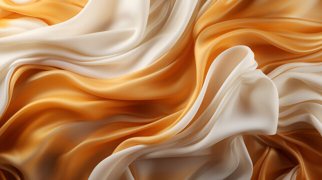 Texture soyeuse et satin&eacute;e, tissu lisse et luxueux. Vagues et courbes &eacute;clatantes, mat&eacute;riau mou et &eacute;l&eacute;gant. Mod&egrave;le coulant, cr&ecirc;me, d&eacute;coration et conception pour habits et rideaux. Couleur or.