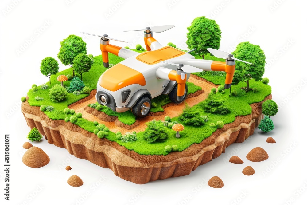 Poster advanced vector illustration techniques in farming using drone technology for efficient crop managem