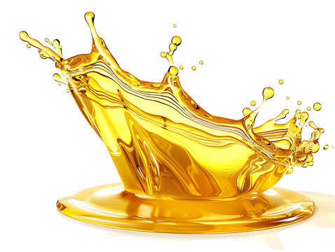 Cooking Olive pale yellow oil swirl splash isolated on clean png background, engine motor fuel oil for vehicles, liquid flowing in form of wave