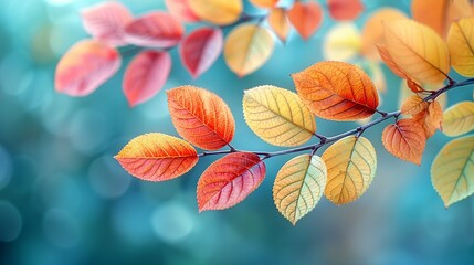Obraz premium Nature Background Soft-focus image of branches with colorful leaves Illustration image,