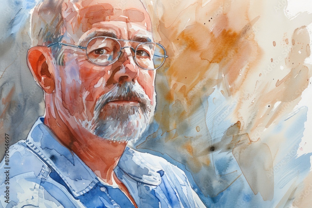 Aufkleber a painting of a man with glasses and a beard. suitable for various design projects