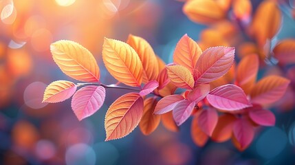 Nature Background Bright, colorful foliage with a soft-focus effect Illustration image,