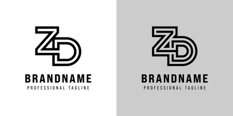 Letters ZD Monogram Logo, suitable for any business with ZD or DZ initials