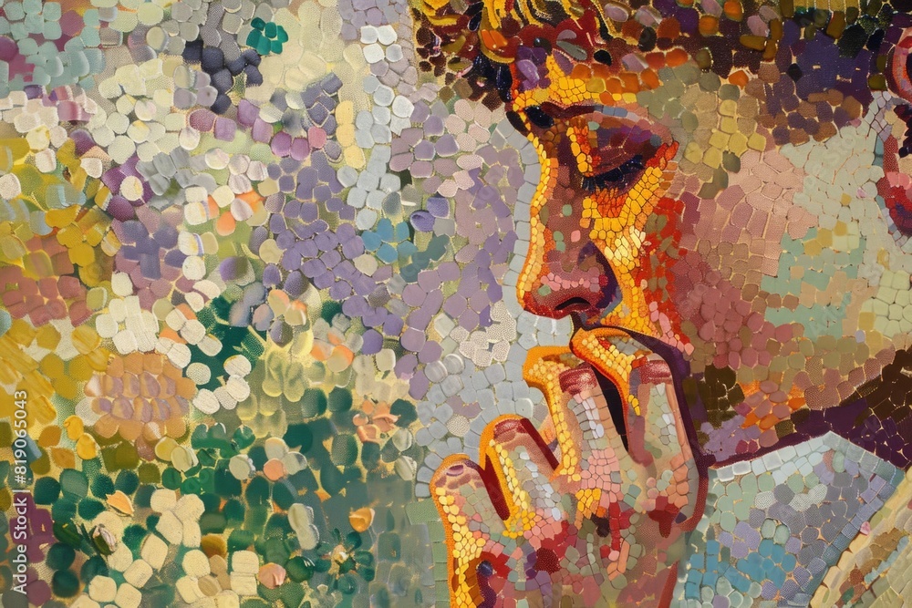 Poster Close up of a person using a cell phone, versatile image for technology concepts