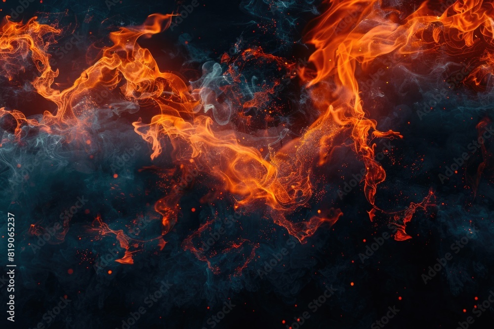 Aufkleber a close-up image of a fire burning on a dark black background. ideal for adding a dramatic touch to 