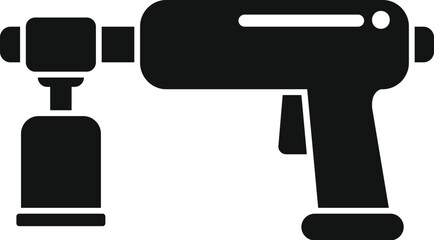 Black silhouette of a cordless electric drill isolated on a white background, depicting diy tools