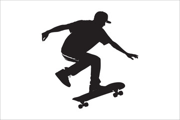 Skateboarders Silhouette Vector Illustration, skateboarders silhouettes Vector collection, skateboarder silhouettes.