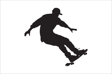 Skateboarders Silhouette Vector Illustration, skateboarders silhouettes Vector collection, skateboarder silhouettes.