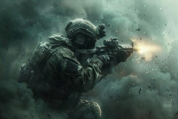 Fototapeta premium Game wallpapers with war fight scenes, game backgrounds