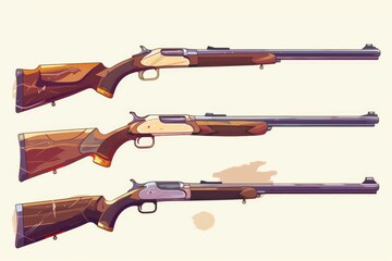 Three different types of guns displayed on a plain white background. Suitable for firearm or security concepts