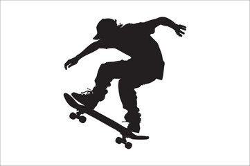 Skateboarders Silhouette Vector Illustration, skateboarders silhouettes Vector collection, skateboarder silhouettes.