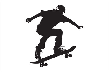 Obraz premium Skateboarders Silhouette Vector Illustration, skateboarders silhouettes Vector collection, skateboarder silhouettes.