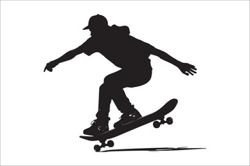 Skateboarders Silhouette Vector Illustration, skateboarders silhouettes Vector collection, skateboarder silhouettes.