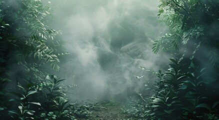 Fototapeta premium Forest Scene With Smoke