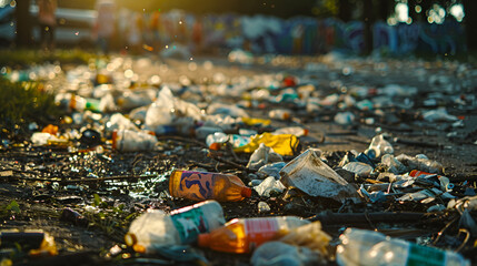 The effects of a festival. Shot of garbage at a festival.