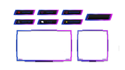 Social Media Kit And Webcam Blue and Purple Gothic Emo Theme Overlay Template For Streamer Gaming Content Creator