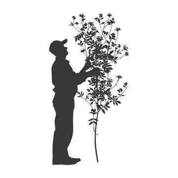 recommend clip art: silhouette florist in action full body black color only