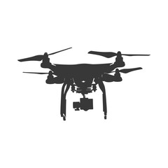 silhouette flying drone camera black color only