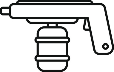 Simple black and white outline of a paint spray gun, ideal for icons, manuals, and instructional materials