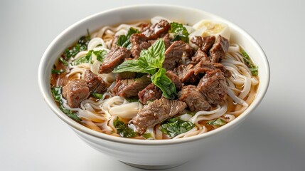 Vietnamese Beef Noodle Soup at a Restaurant
