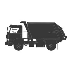 silhouette garbage truck black color only