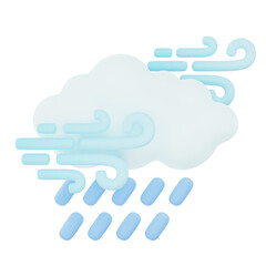 Cloudy windy rain 3d render weather icons set