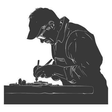 recommend clip art: silhouette goldsmith in action full body black color only